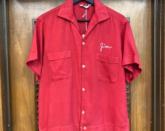 1950's 60's ビンテージ ボーリングシャツ ホッドロッド ロカビリー 1950年代のヴィンテージカークラブホットロッドレーヨン×コットン