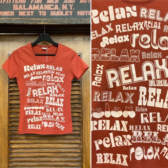 Vintage 1970’s Relax Pop Art Print Tee, 70’s Tee S