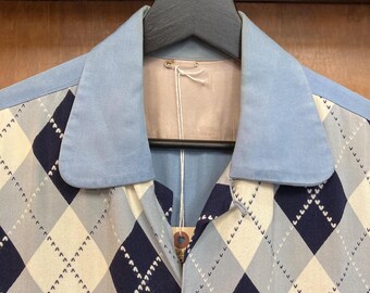Vintage 1950's Argyle Diamond Rayon Gabardine Rockabilly