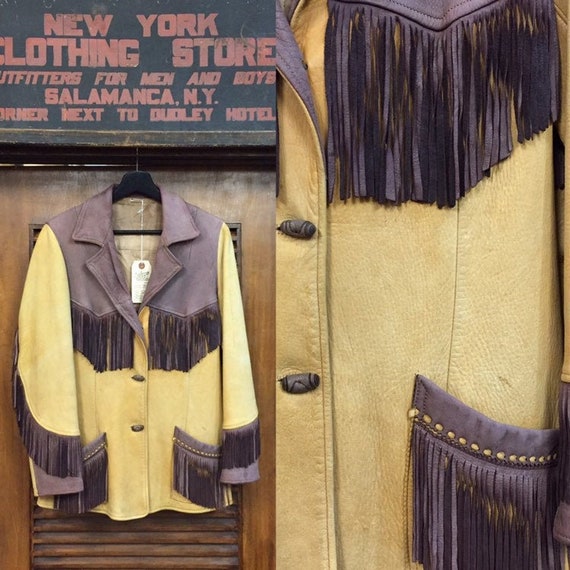 Vintage 1950’s Two-Tone Fringe Western Leather Jac