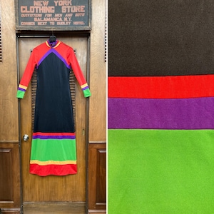 Vintage 1970’s Sant’Angelo Multi Color Mod Designer Dress, Vintage Designer, Mod Dress, Color Block, 1970’s Dress, Maxi, Disco