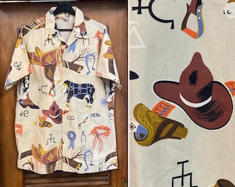 Vintage-Hemd aus den 1950er Jahren, Größe XL, Alexander Shields Cowboy Atomic Cotton Rockabilly-Stil, Hemd aus den 1950er Jahren