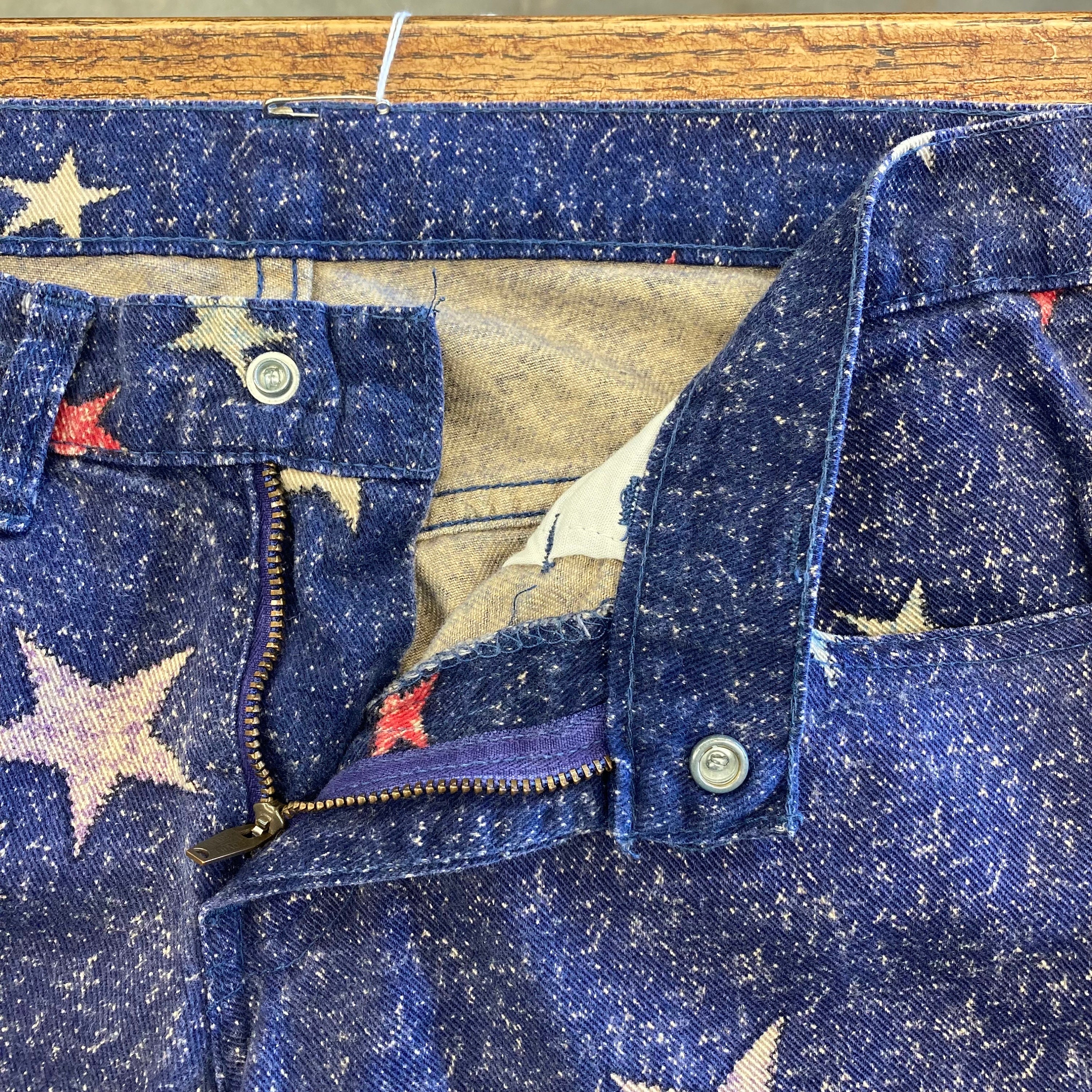 Vintage 1960's W31 Levi's Star Print Hip Hugger Glam Mod