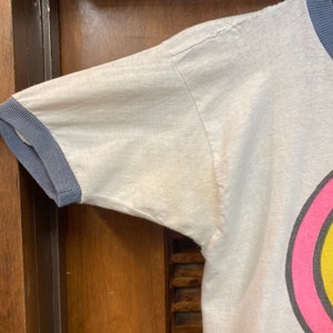 Vintage 1970s Woodstock Peace Hippie Neon Colors Ringer Original Cotton T-Shirt, 70s Tee Shirt, Vintage Clothing image 5