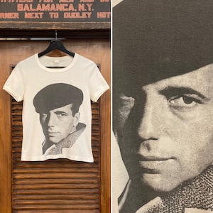 Vintage 1960’s Original Humphrey Bogart Beatnik Mod Cartoon Pop Art Photoprint T-Shirt, 60’s Tee Shirt, Vintage Clothing