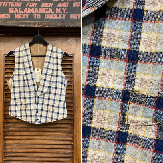 Vintage 1920’s Cotton Plaid “Waist Coat” Buckle Ba