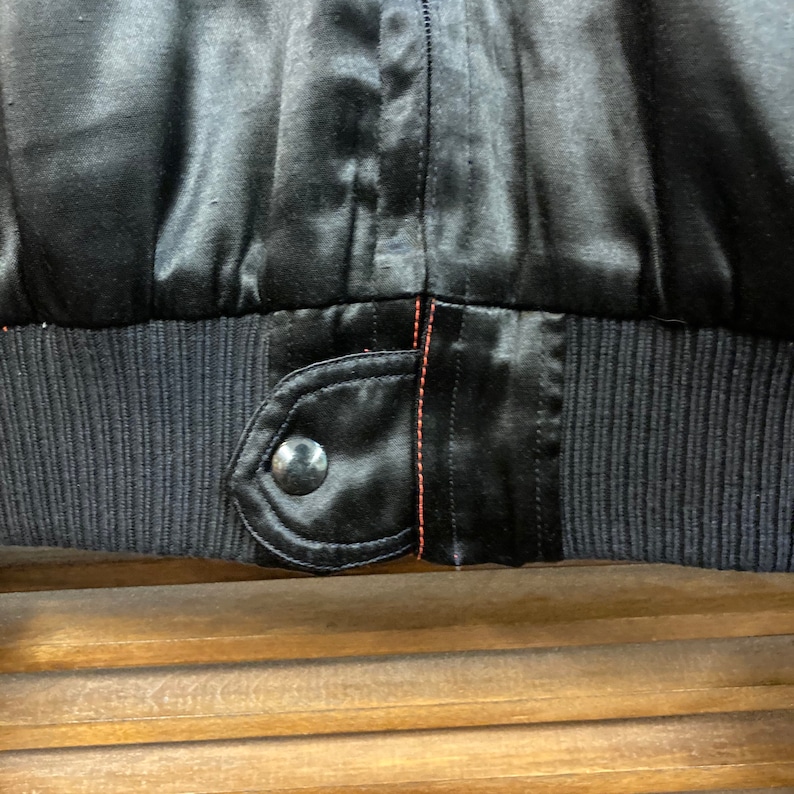 80\u2019s Jacket 80\u2019s Embroidery Vintage 1980\u2019s \u201cPink Flamingo\u201d Black Satin Bomber Jacket 80\u2019s New Wave 80\u2019s Bomber Vintage Clothing