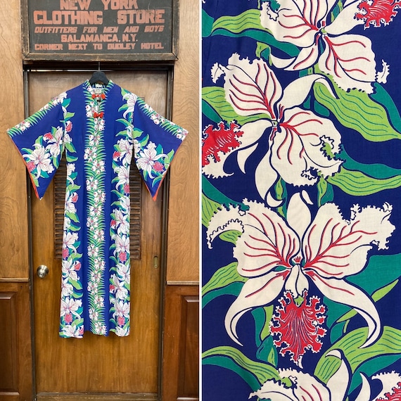 Vintage 1940’s Original Vertical Floral Rayon Pak… - image 1