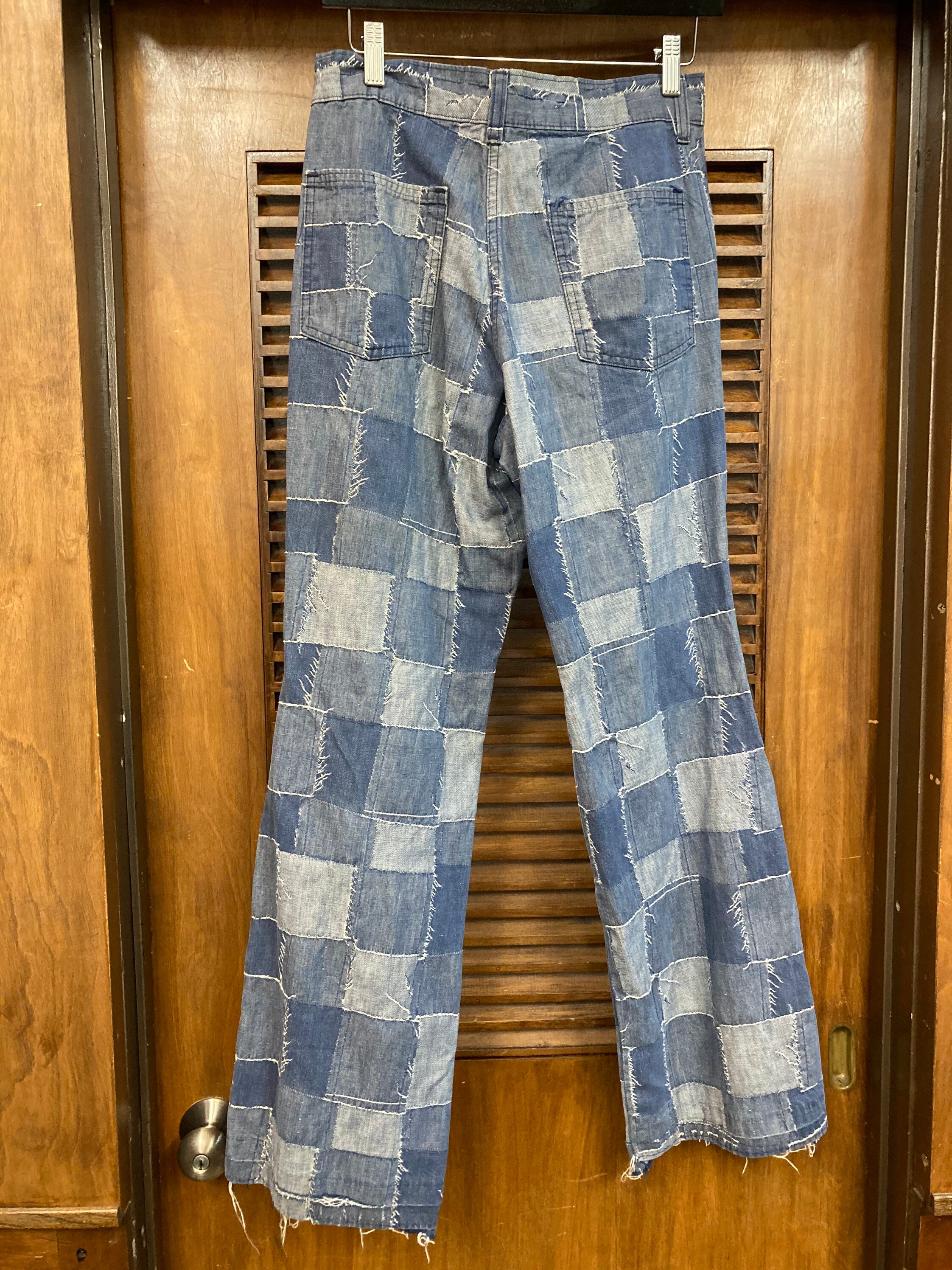 Vintage 1970's Superfly Patchwork Denim Two-piece Shirt Vintage 1970's Superfly Patchwork Denim Two-piece Shirt