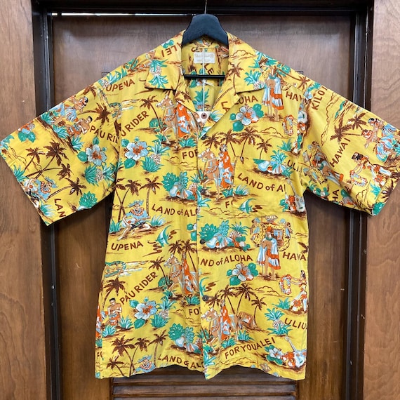 Vintage 1950's “land of Aloha” Cartoon Tropical Loop Collar