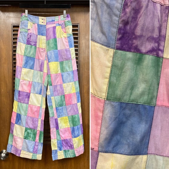 Vintage 1960’s Madras Patchwork Cotton Pants Mod S