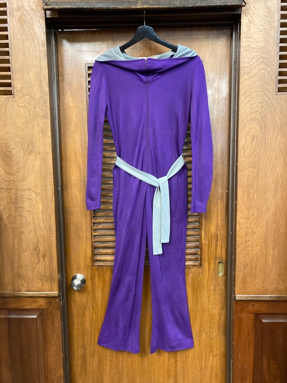 Vintage 1970’s Purple Grey Hooded Jumpsuit, Vinta… - image 2