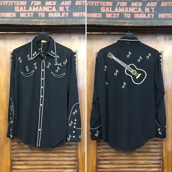Vintage 1940’s Western Shirt with Music Notes and