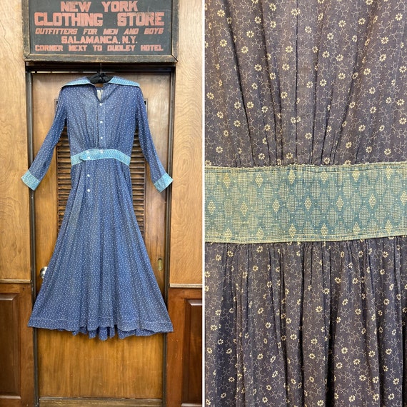 Vintage 1900’s Blue Calico Prairie Workwear Cotton Ra… - Gem