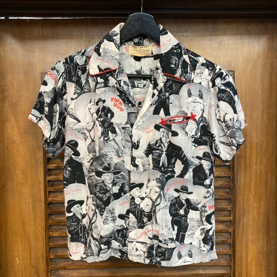 Vintage 1950's Rayon “hopalong Cassidy” Photoprint Western Cowboy