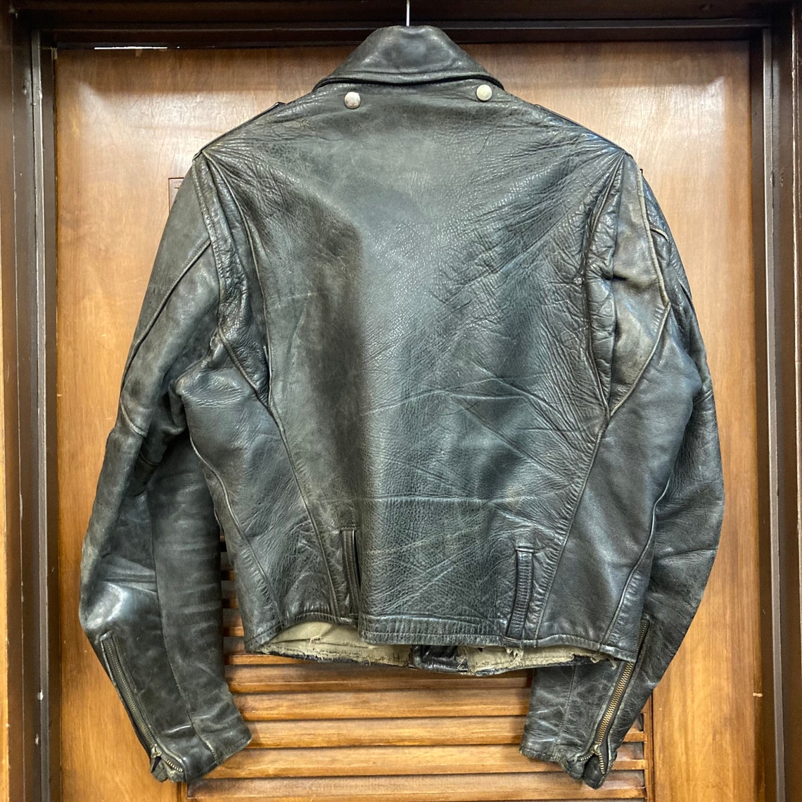 Vintage 1940’s “Harley Davidson” Cycle Champ D-Pocket Motorcycle Leather Jacket, 40’s Motorcycle Jacket, 40’s Harley, Vintage Leather Jacket image 3
