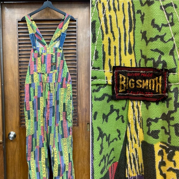 Vintage 1960’s w38 “Big Smith” Mod Hippie Denim Pop Art Overalls, 60’s Tiki, Vintage Clothing