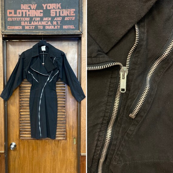 Vintage 1980’s New Wave Punk Black Zipper Dress, 1