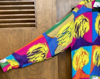 トップス 1980s Andy Warhol all pattern rayonshirt Vintage 1980's Andy Warhol New Wave Rayon Oversized AOP All