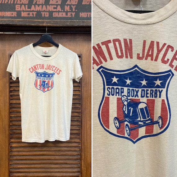 Vintage 1950's Canton Jaycees Soap Box Derby Hanes Cotton T Vintage 1950's Canton Jaycees Soap Box Derby Hanes Cotton T