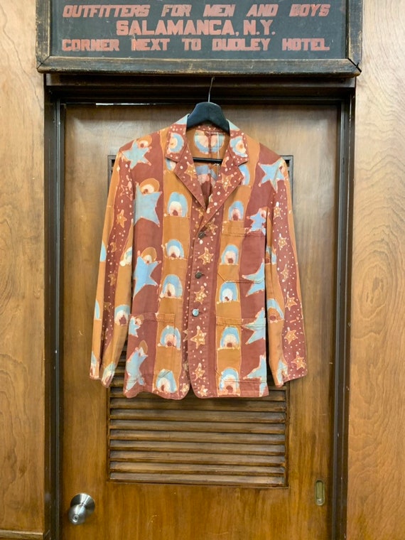 Vintage 1970's Denim Artwork Blazer Jacket with S… - image 2