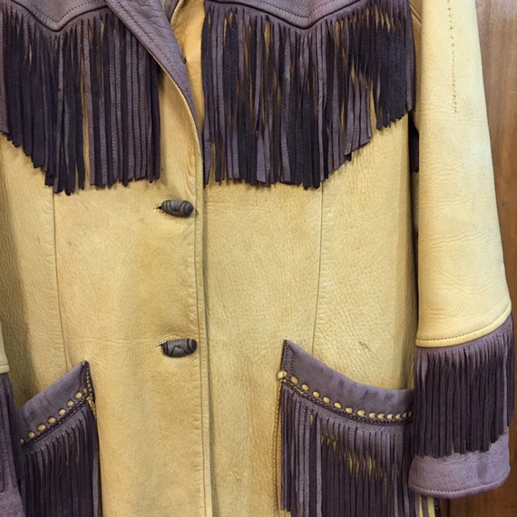 Vintage 1950’s Two-Tone Fringe Western Leather Ja… - image 6