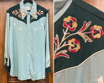 Vintage 1950’s California Ranchwear Western Cowboy Gab Rockabilly Shirt, 50’s Snap Button Shirt, Vintage Clothing