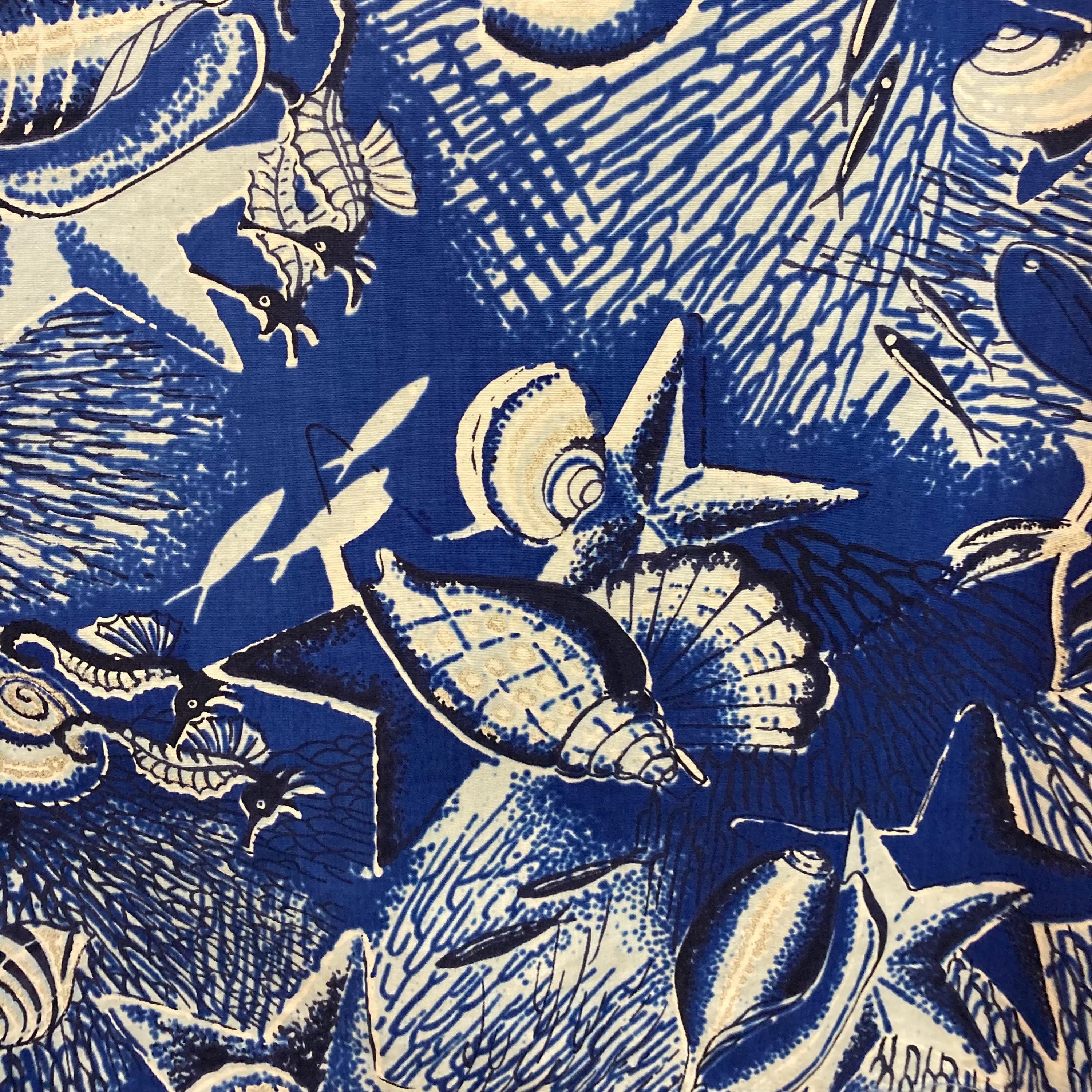 Fish Pattern Atomic Vintage 1950’s “shaheen’s” Atomic Fish Underwater Cotton Tiki Hawaiian ...