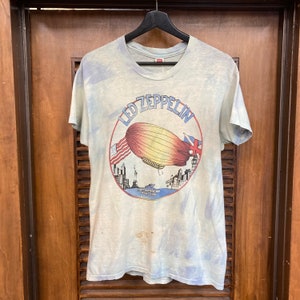Vintage 1970er Jahre Original Led Zeppelin Rock Band 1975 Nordamerika Tour T-Shirt, Tie Dye, 70er Jahre Vintage Kleidung. Bild 2