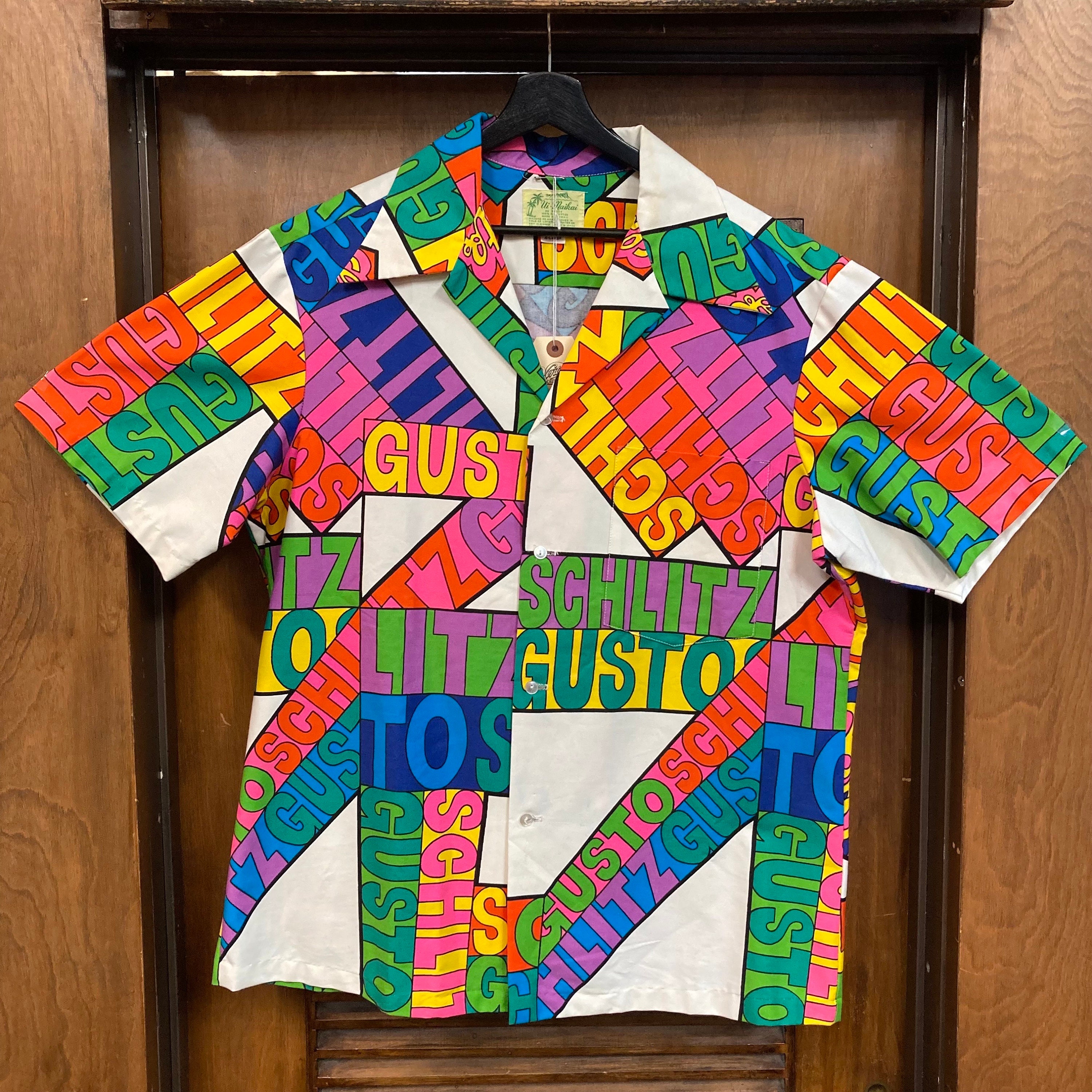 Vintage 1960's Size XL Schlitz Gusto Pop Art Mod Tiki Cotton