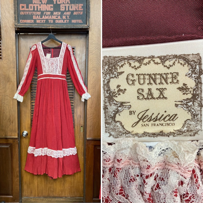 Vintage 1970’s Size 9 Gunne Sax by Jessica Prairie Lace, Hippie Boho ...