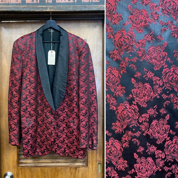 Vintage 1960’s Size XL Floral Brocade Mod Tuxedo … - image 1