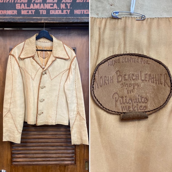 Vintage 1970's NBL “north Beach” Whipstitch Hippie Rocker Leather