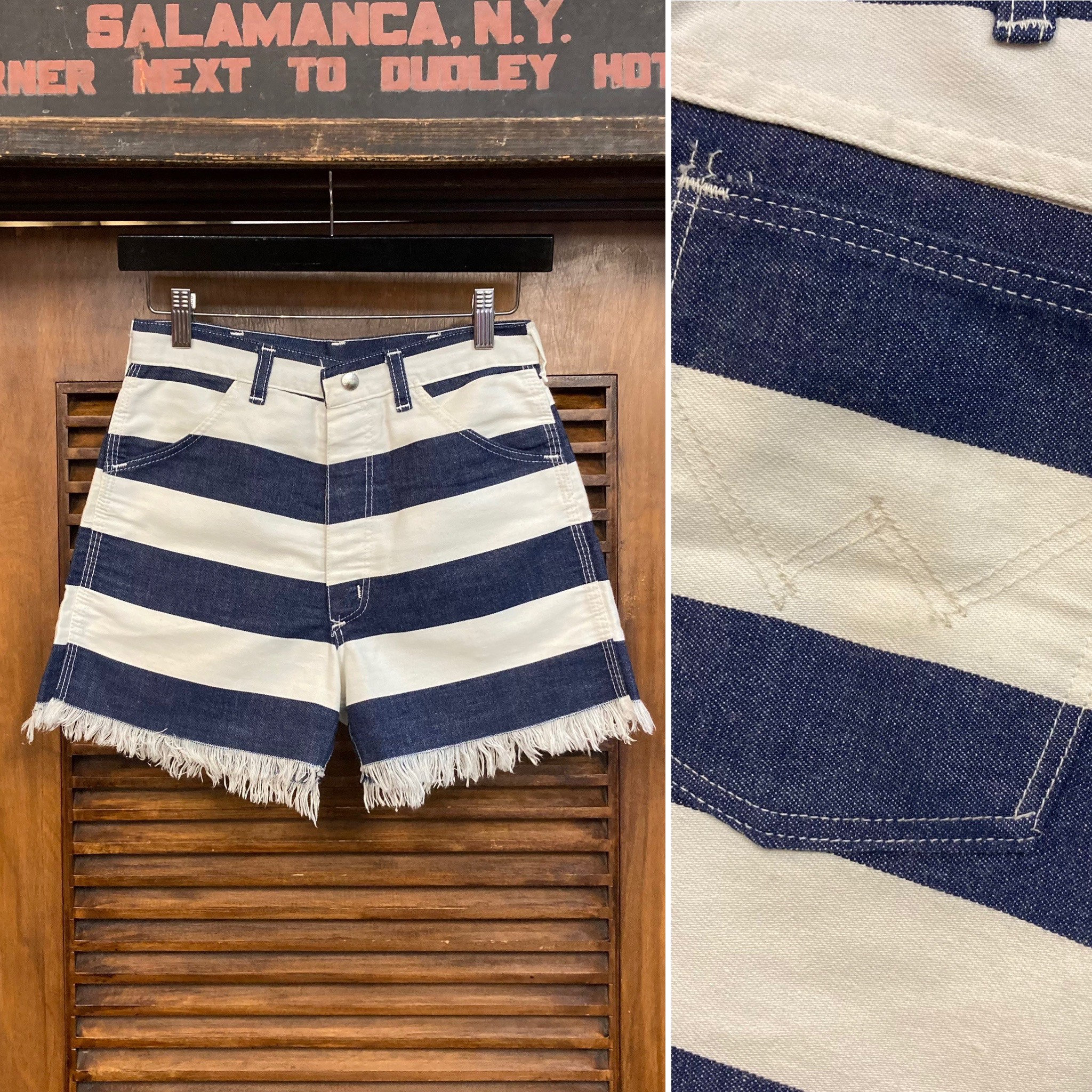 Vintage 1960s/70s Wrangler Blue and White Stripe Shorts - Etsy