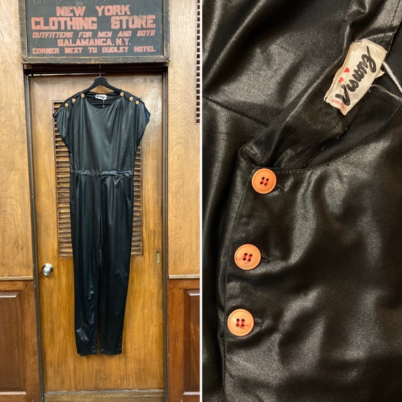 True Vintage 1980’s Black New Wave Jumpsuit, Vinta