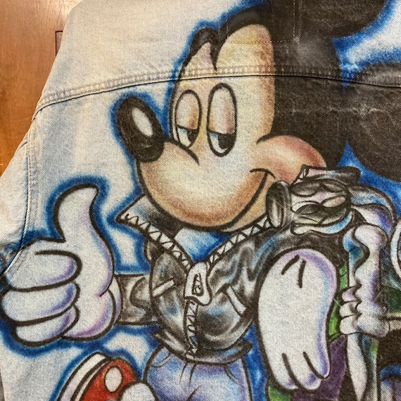 Vintage 1980’s Mickey Mouse Artwork Denim Trucker… - image 8