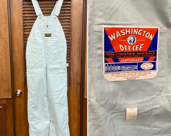 Vintage 1960’s -Deadstock- “Dee Cee” Sky Blue Mod Cotton Denim Jeans Overalls, W30 L36, Never Worn, 60’s Vintage Clothing