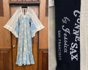 Vintage 1970’s Gunne Sax By Jessica Peasant Boho Festival Batwing Hippie Prairie Floral Dress, Hippie, Vintage Gunne Sax, Prairie Dress, 70s