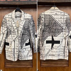 Vintage 1980's "Stephen Sprouse" Pop Art L.A. Map New Wave Jacket, 80's Designer, Vintage Clothing