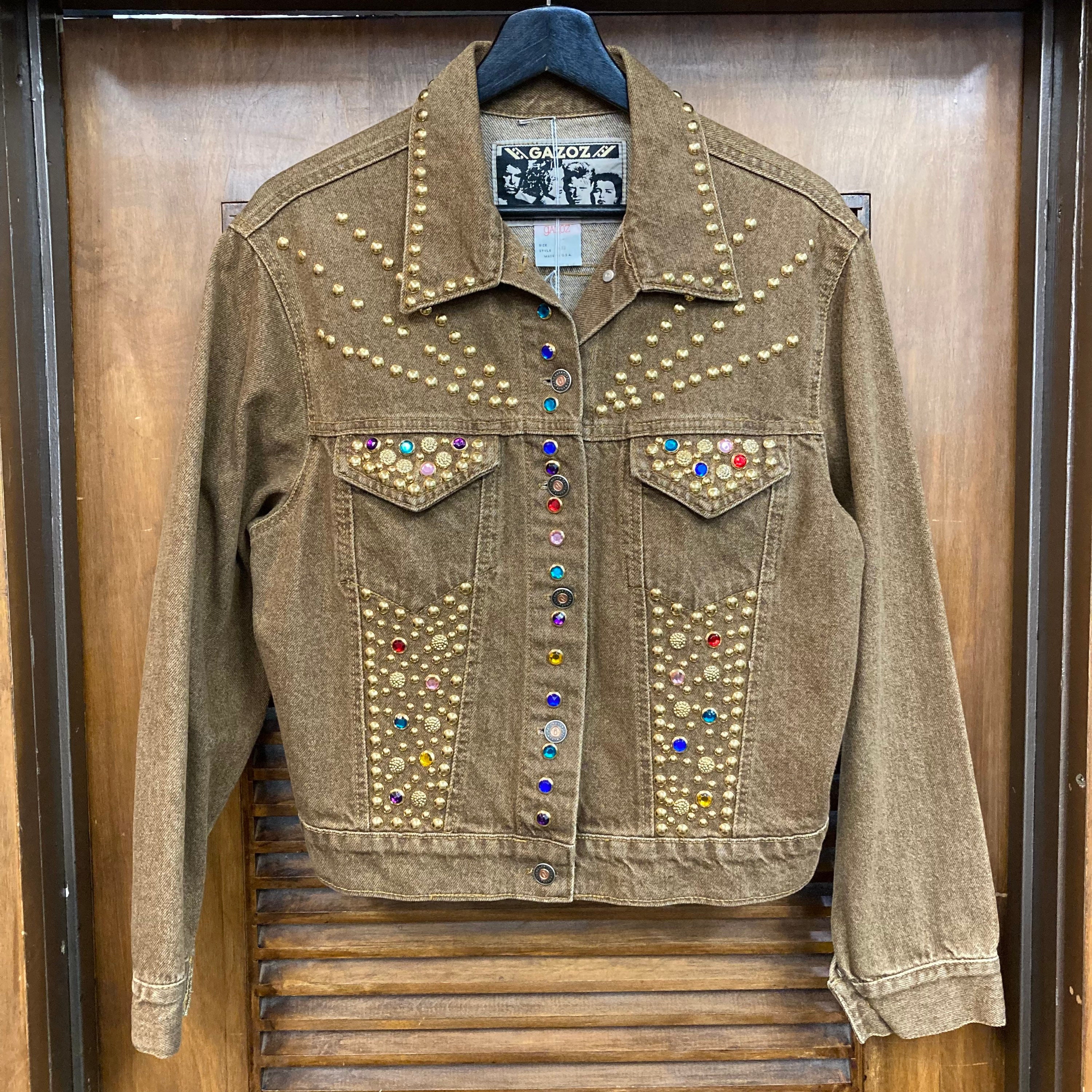 Vintage 1980's “gazoz” Label Studded Brown Denim Jacket Vintage 1980's “gazoz” Label Studded Brown Denim Jacket