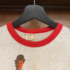 Vintage 1970s Charlie Chaplin Pop Art Silent Film Ringer T-Shirt, 70s Tee Shirt, Vintage Clothing image 5