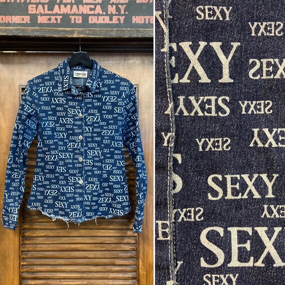 Vintage 1980’s “Sexy” Print Denim Jacket, 80’s De… - image 1
