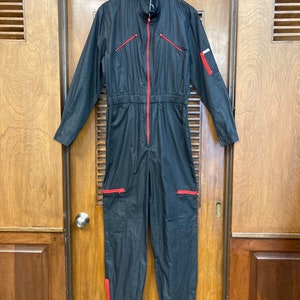 Vintage 1980s Black & Red New Wave Parachute Jumpsuit Coveralls, Vintage 1980s Jumpsuit, New Wave Jumpsuit, Parachute Coveralls, Workwear image 2