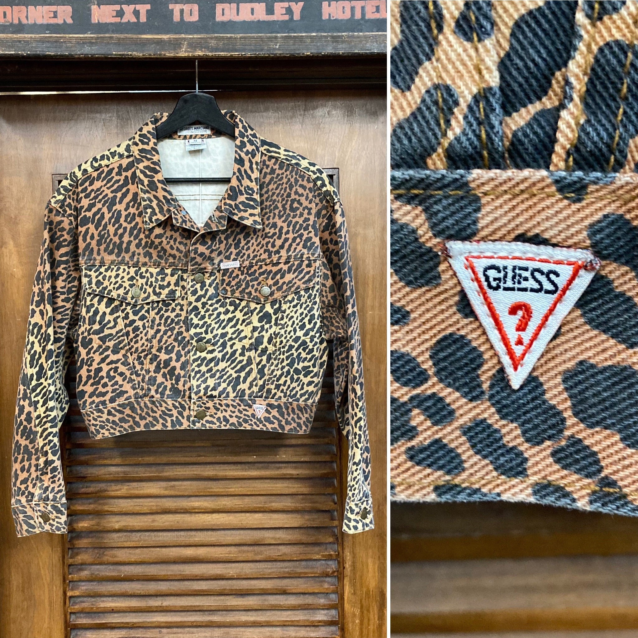 Vintage 1980's “guess” Brand Leopard Denim Cropped New Wave Vintage 1980's “guess” Brand Leopard Denim Cropped New Wave
