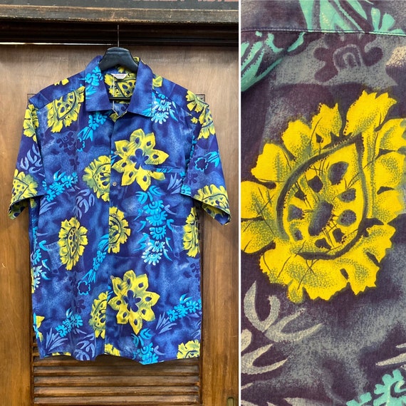 Vintage 1950’s Size L “Kamehameha” Floral Cotton … - image 1