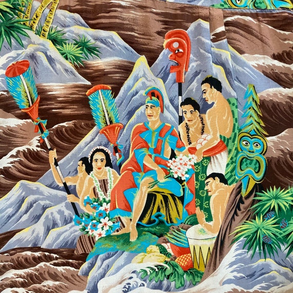 Vintage 1950's Original “pali” Eugene Savage Design Rayon Hawaiian