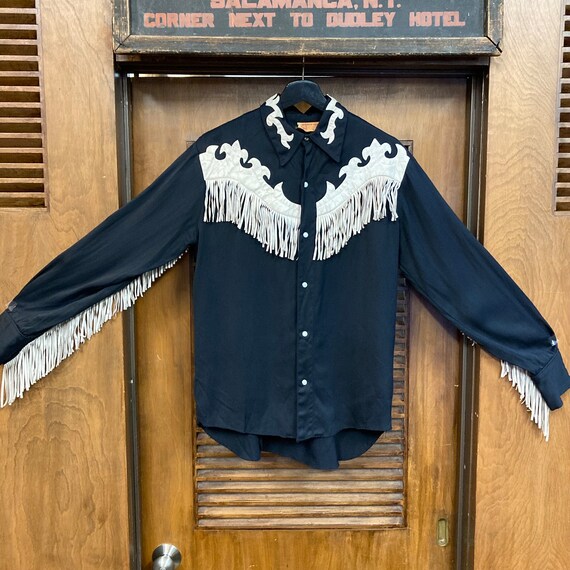 Vintage 1950's Jet Black “ranch-man” Rayon Gabardine Western