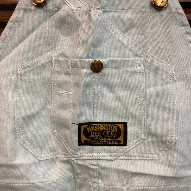 Vintage 1960s Deadstock Dee Cee Sky Blue Mod Cotton Denim Jeans Overalls, W30 L36, Never Worn, 60s Vintage Clothing image 5