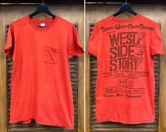 Vintage 1970’s West Side Story Musical Production Theater Artwork Pocket Tee Shirt, 70’s T-Shirt, Vintage Clothing