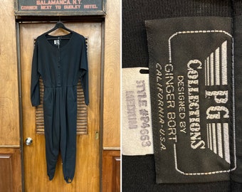 Vintage 1980’s Black Jumpsuit PG Collections label, Vintage 1980’s Jumpsuit, Vintage Black Clothing, True 1980’s Vintage